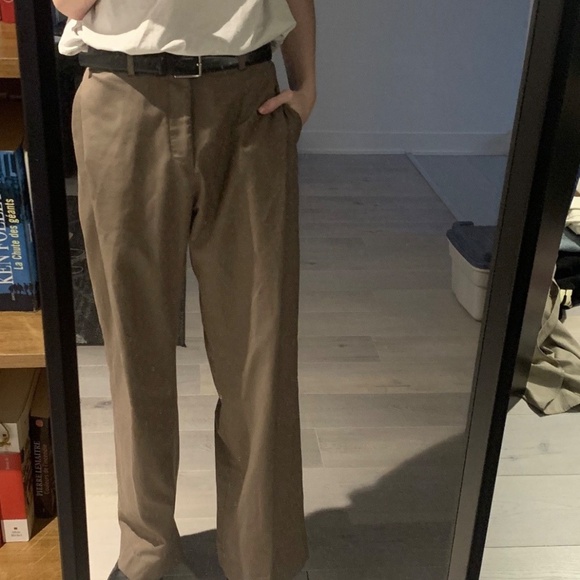 Olive Wide Single Pleat Pants - Picture 4 of 4